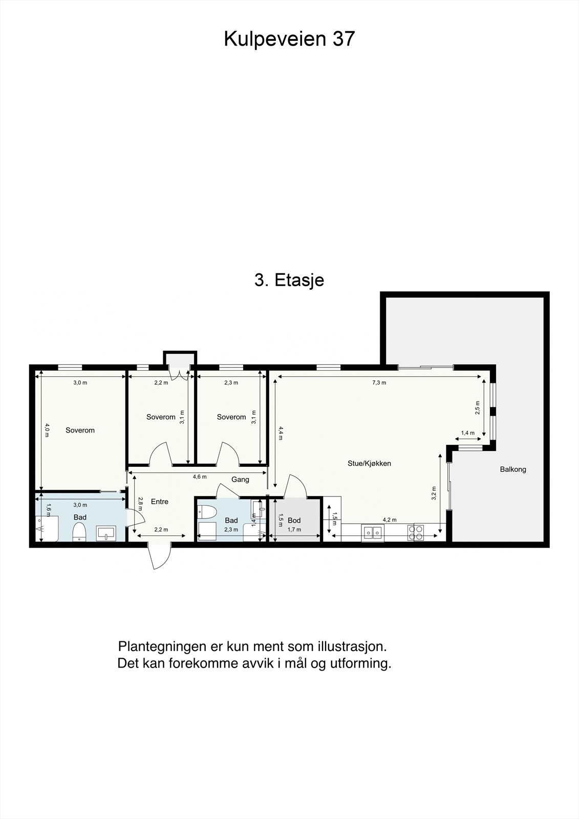 Plantegning 3. etasje Galleribilde