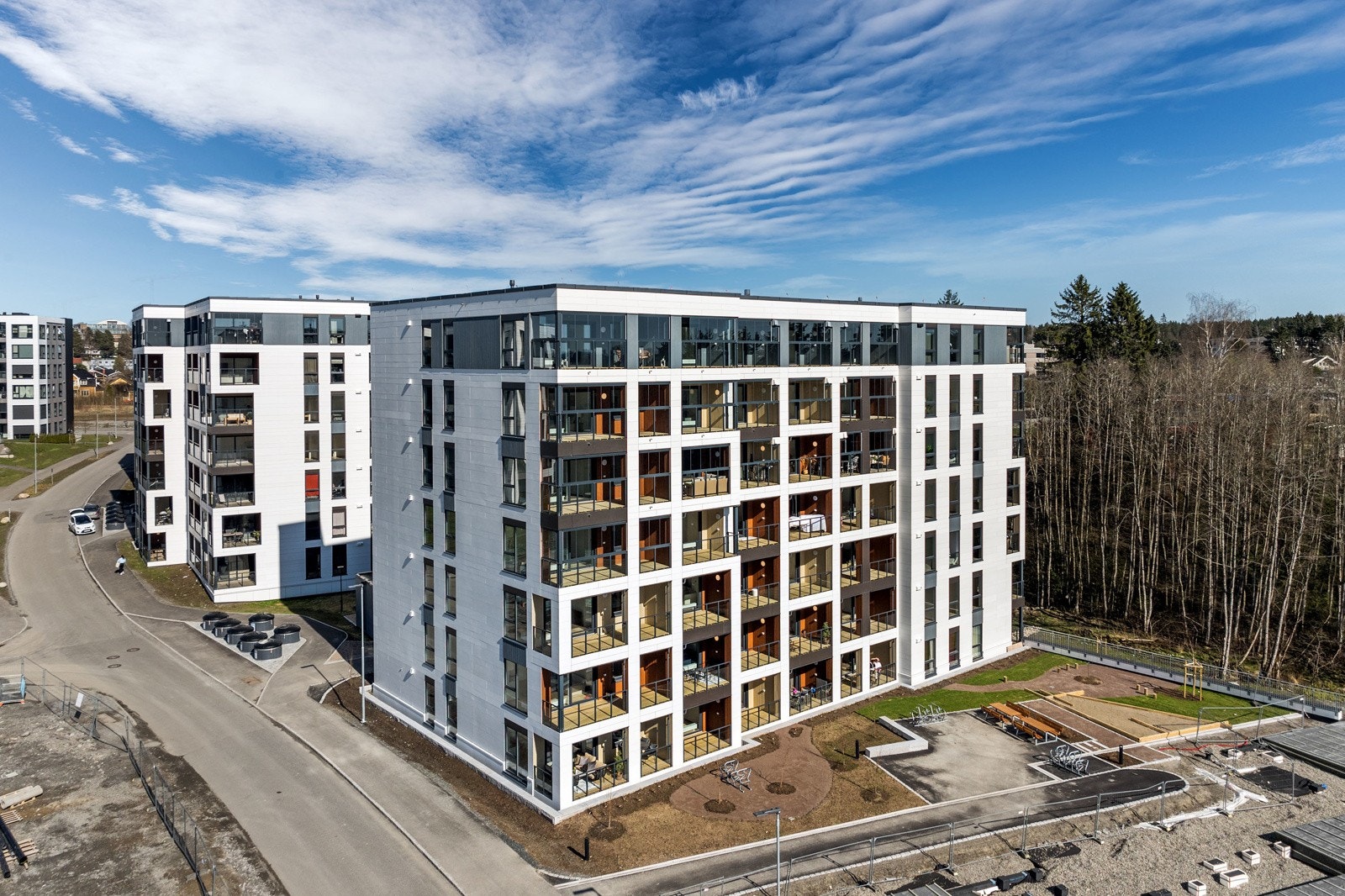 Leilighet M504 har en god internbeliggenhet i bygget, vendt mot skogen. Galleribilde