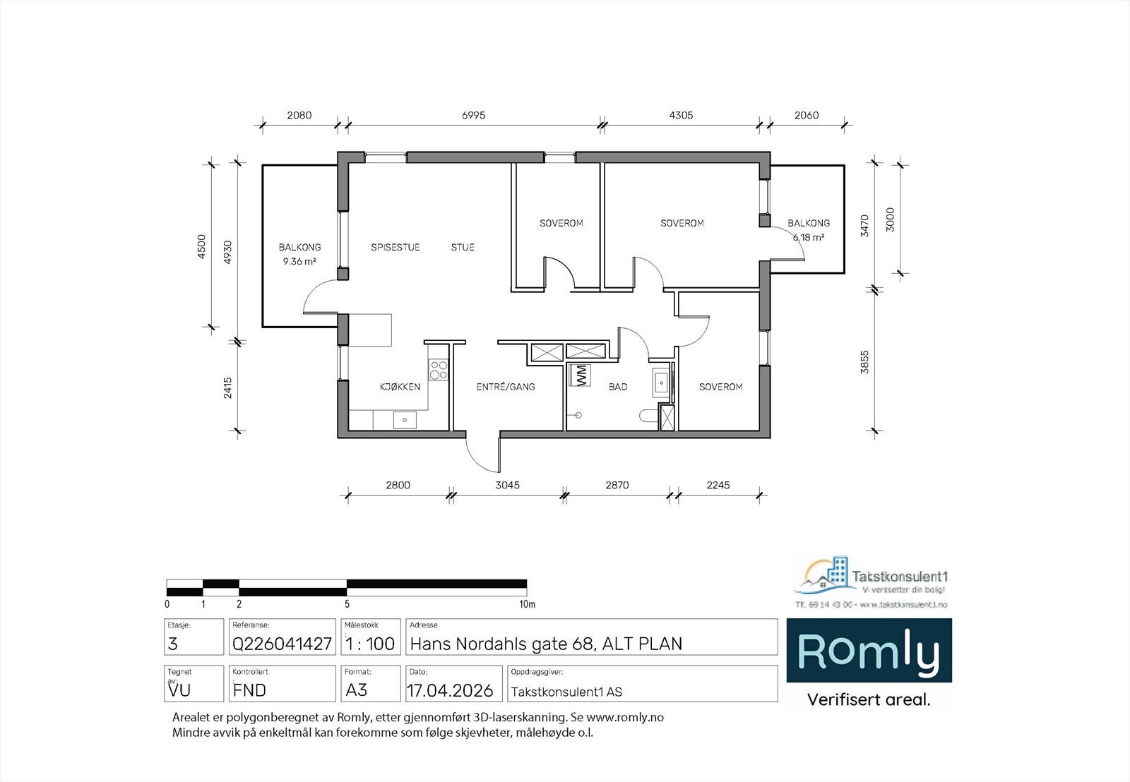 Alternativ plantegning - Flere i sameiet har etablert et soverom til ved å sette opp en lettvegg som vist på plantegning. Ventilasjonen er allerede tilrettelagt for soverom. Galleribilde
