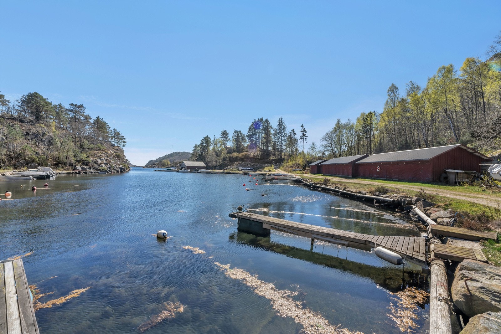 Området med sjøbu/båtplasser som det er muligheter til å leie. Galleribilde