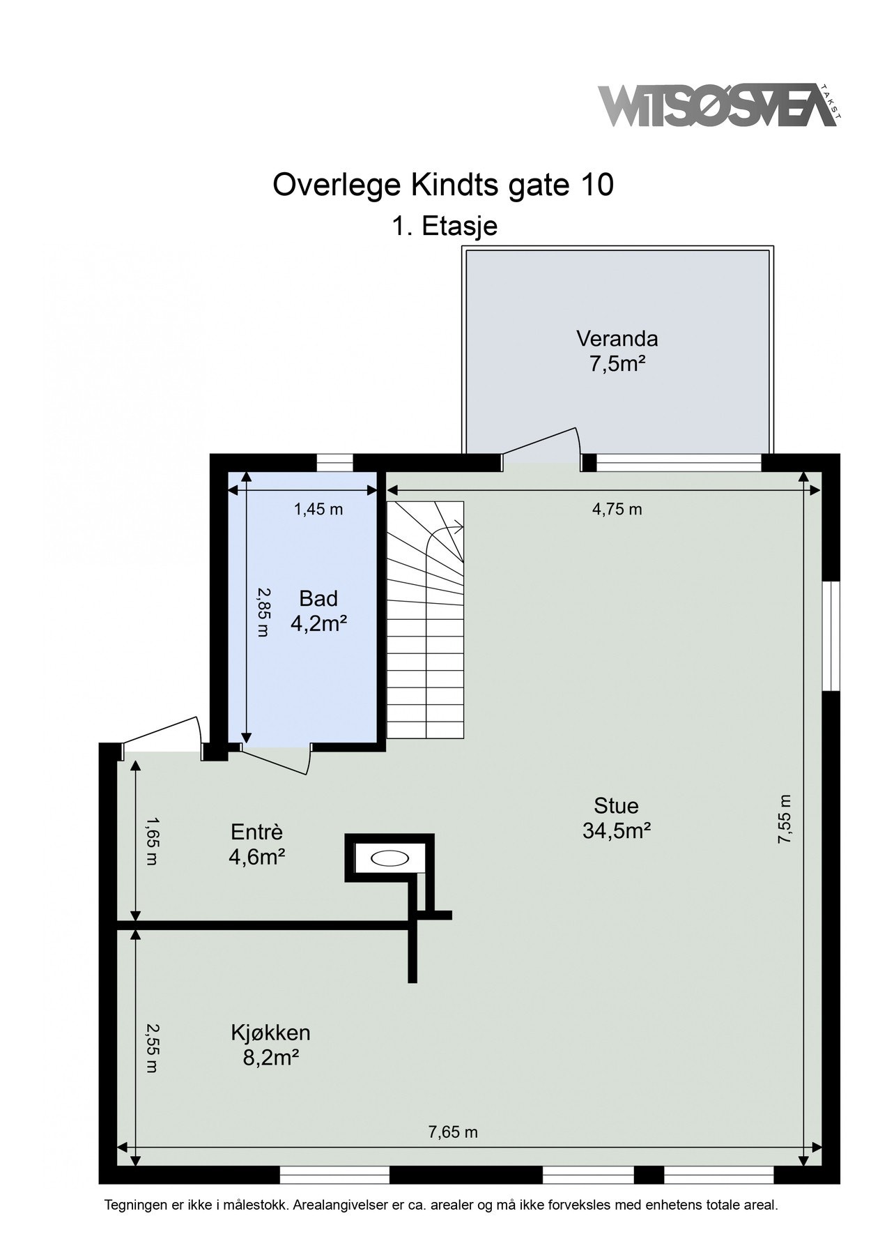 Målsatt planskisse 1. etasje. Galleribilde