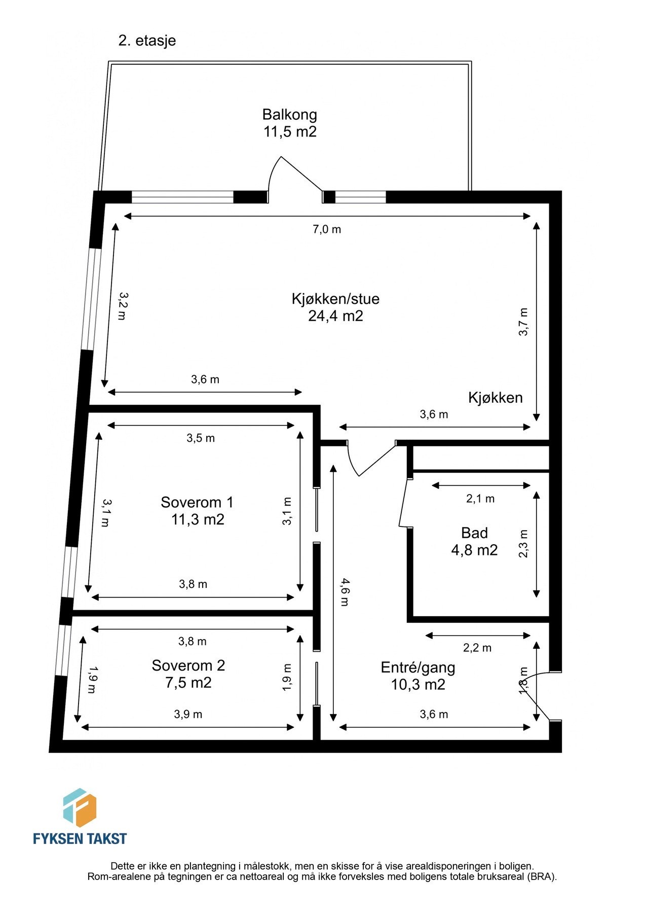 Målsatt planskisse. Galleribilde