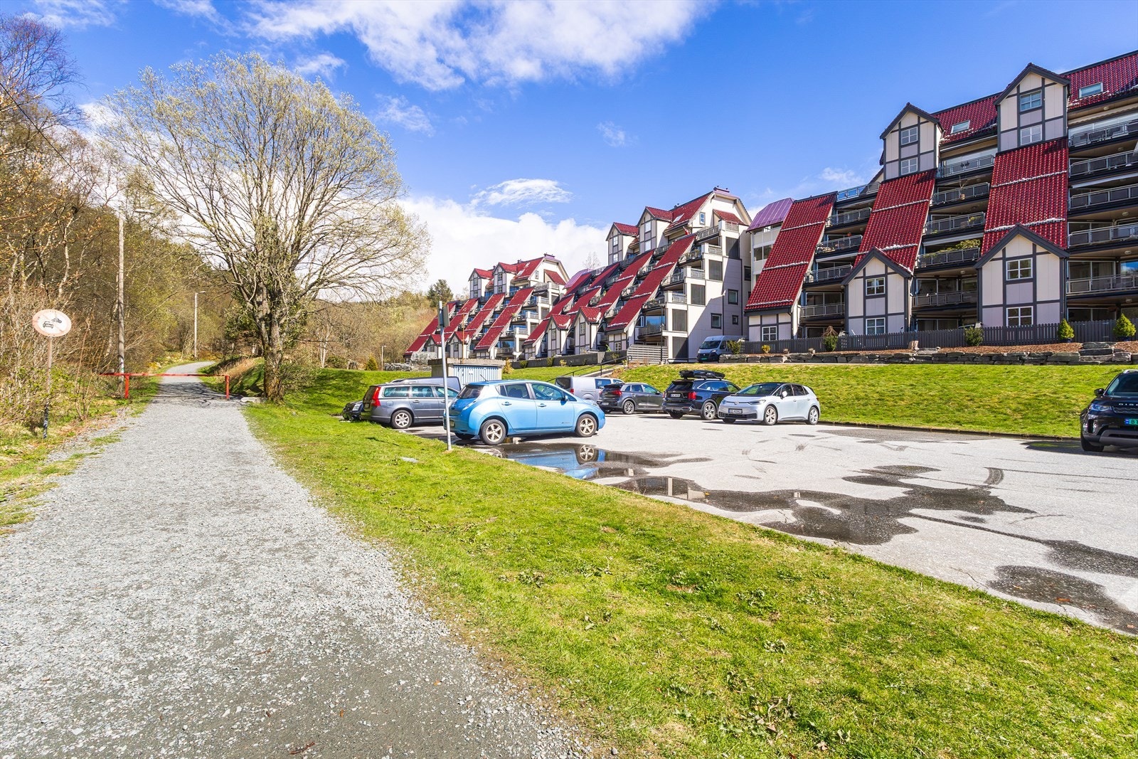 Felles gjesteparkering utendørs. Galleribilde