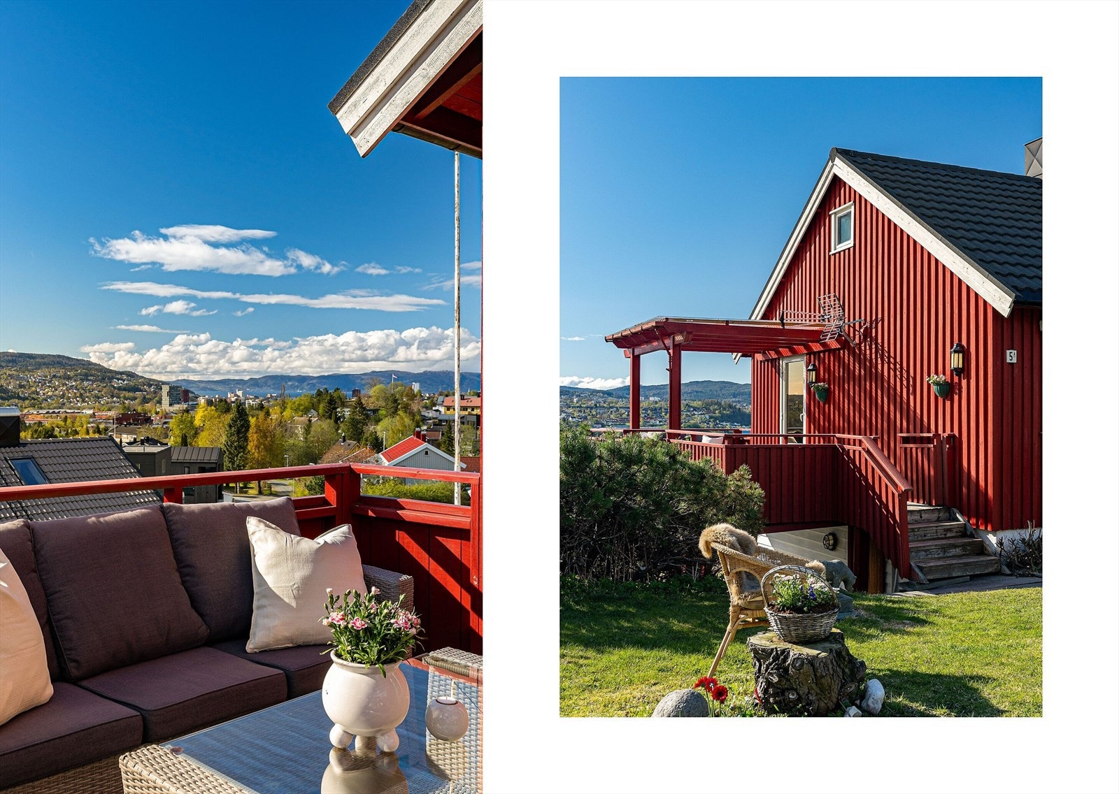 Fra hagen er det adkomst til en sørvendt terrasse med glimrende solforhold og fantastisk utsikt. Galleribilde