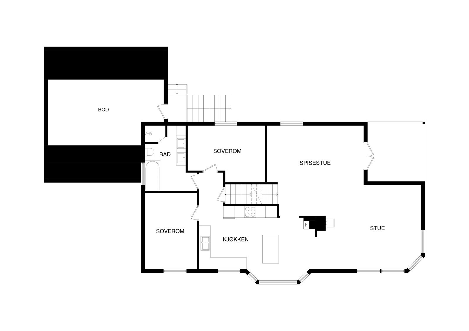 Plantegning hovedetasjen. Galleribilde