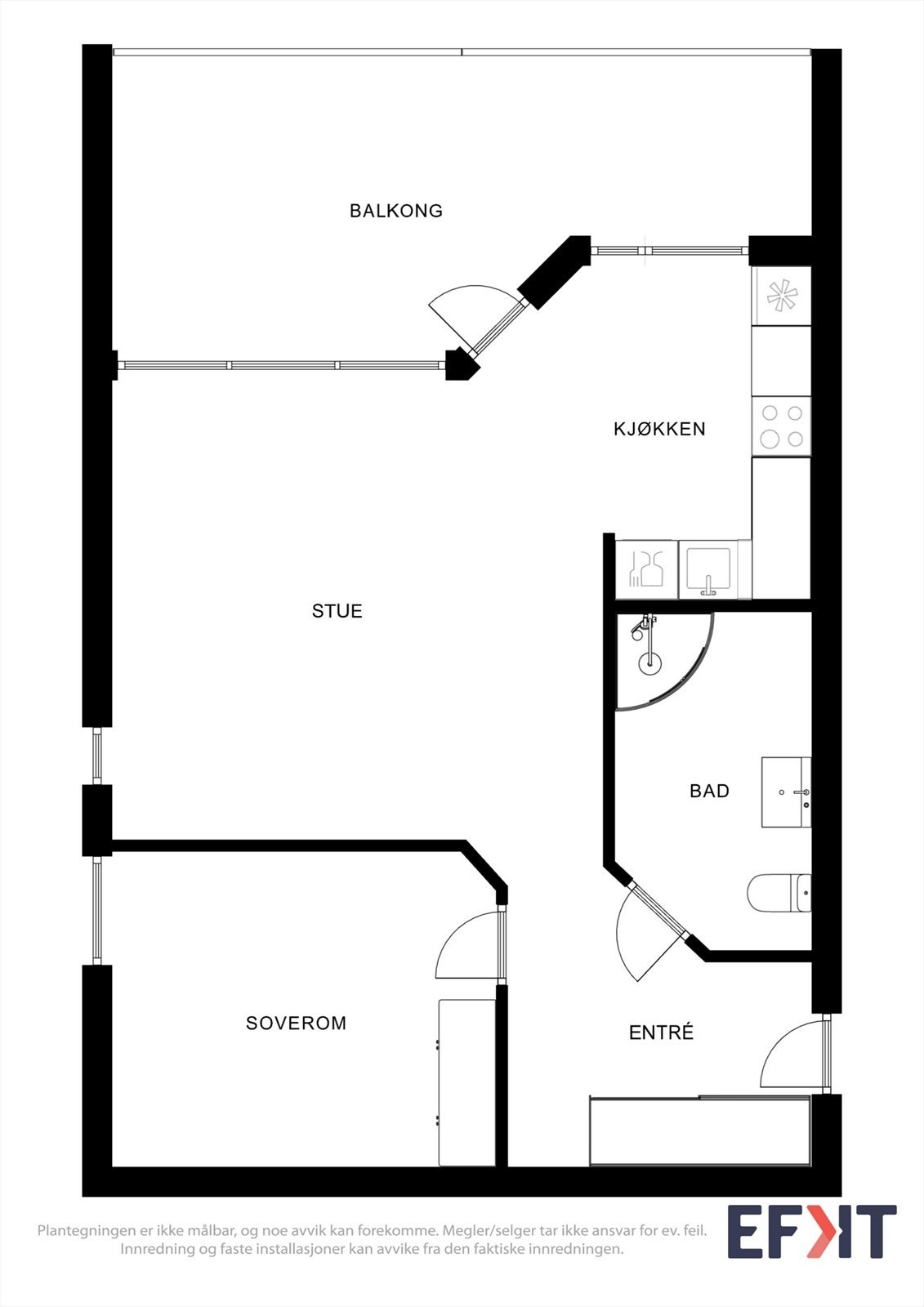 Leiligheten har en praktisk og arealeffektiv planløsning med alle rom på ett plan. Galleribilde