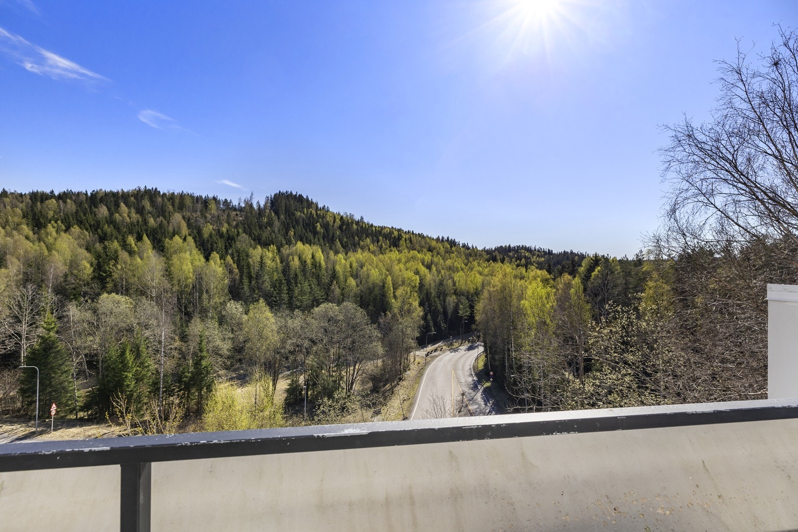 Fra balkongen er det en åpen utsikt over grønne, rolige omgivelser. Galleribilde