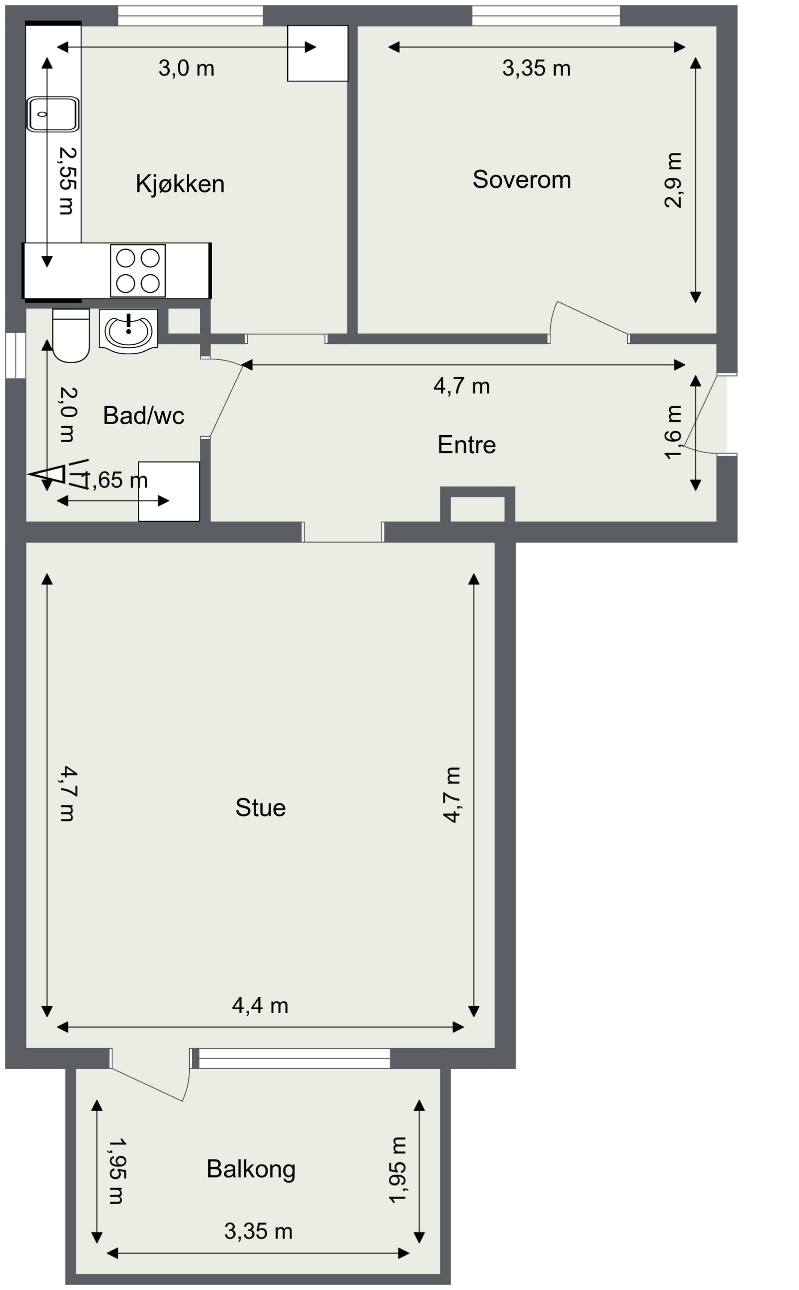 Skisse med mål. Galleribilde