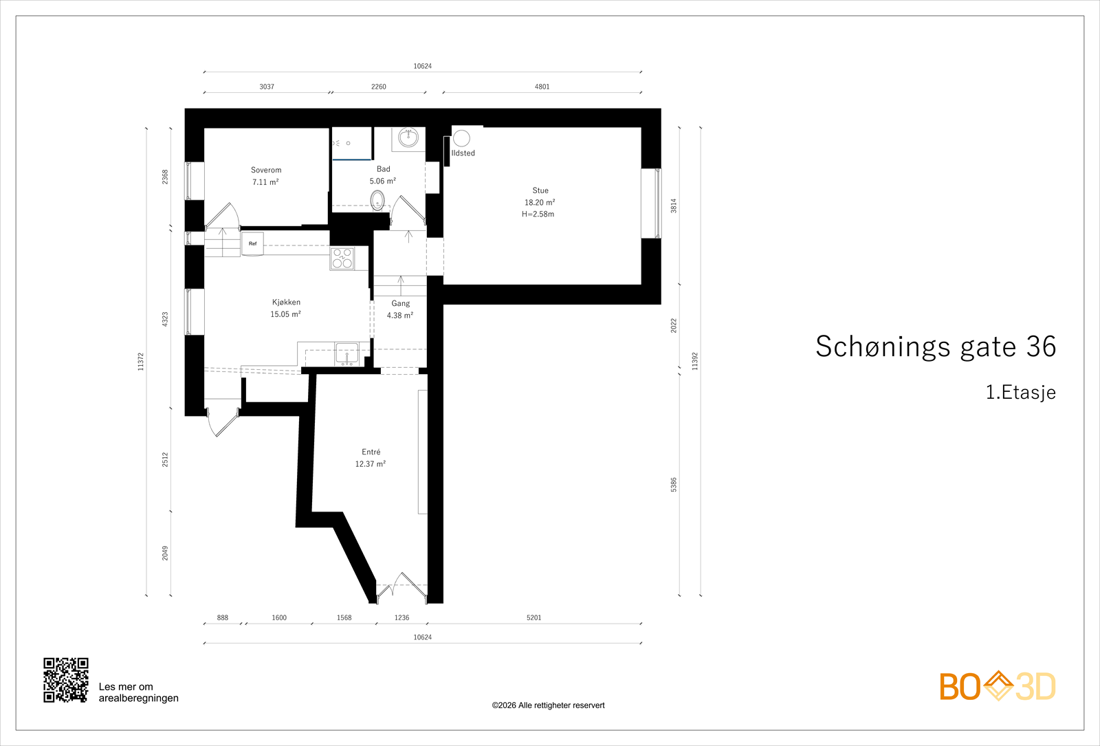 Plantegning 1. etasje.
Forslag til alternativ planløsning kan ses på visning. Galleribilde