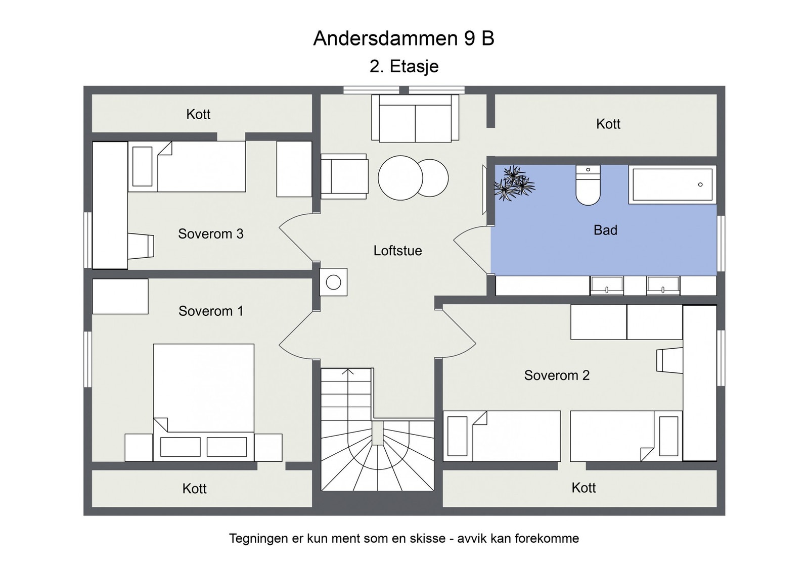 Plantegning 2. etasje/loft. Galleribilde