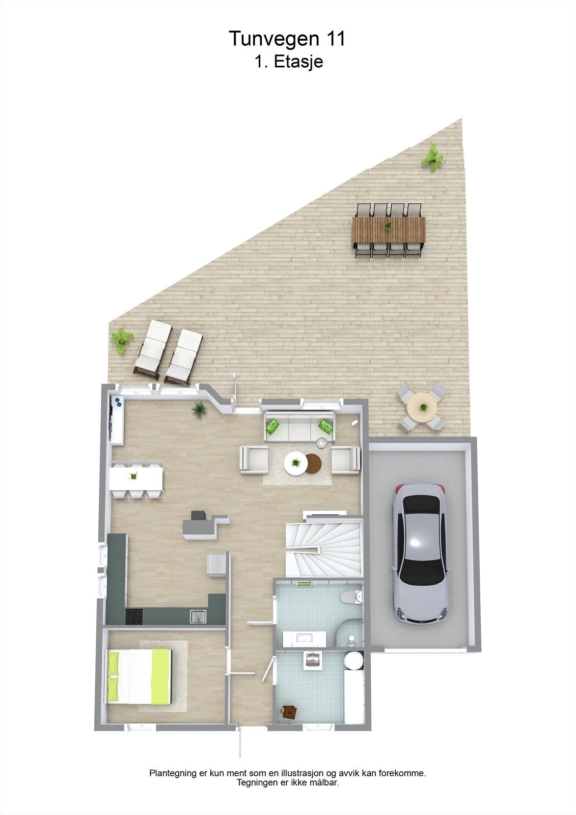 3 D plantegning 1. etasje Galleribilde