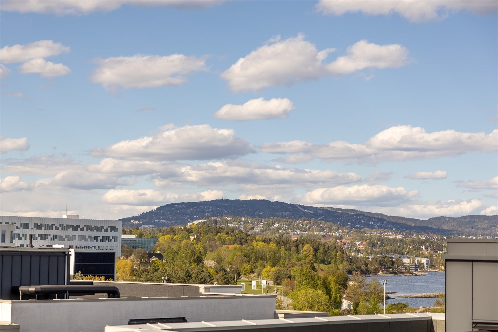 Fra takterrassen har du utsikt mot Holmenkollen. Galleribilde