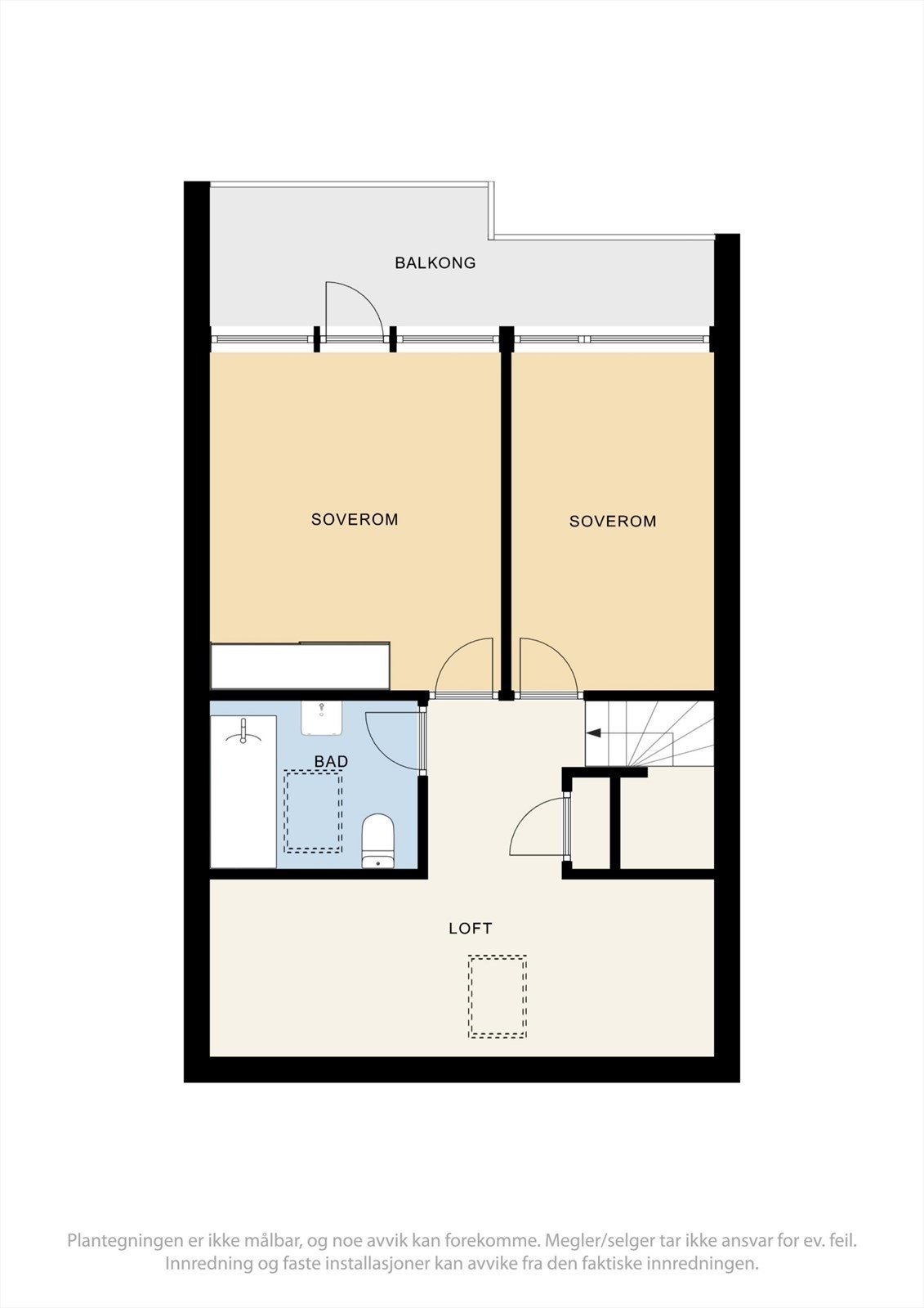Loftsetasjen er en privat sone med to soverom, bad og utgang til balkong - Perfekt etasje for ungdommen i huset! Galleribilde