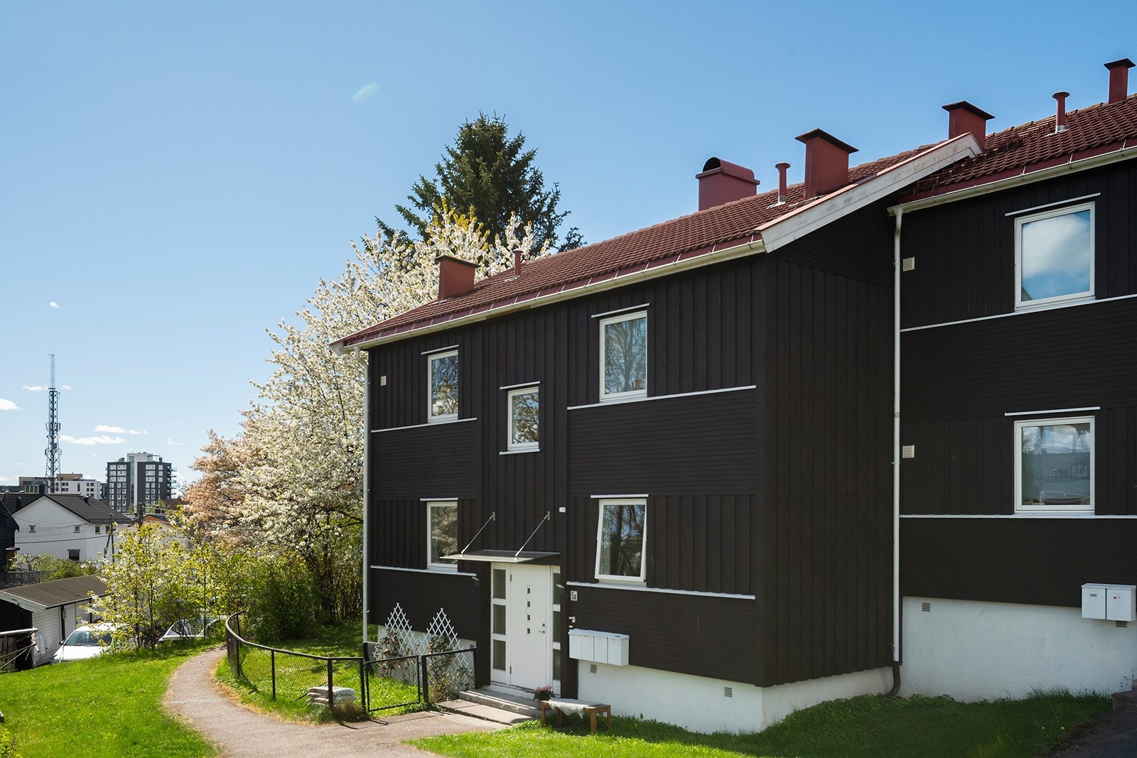 Borettslaget har fine fasader. Galleribilde