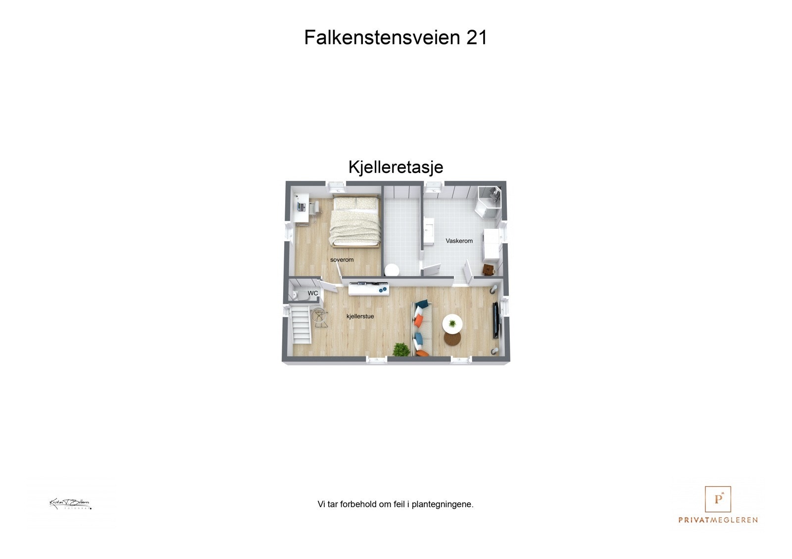 Falkenstensveien 21 - 3D plantegning Kjelleretasje Galleribilde