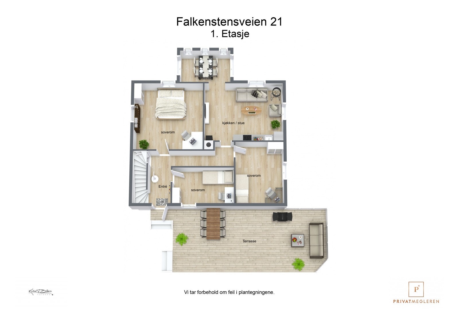Falkenstensveien 21 - 3D plantegning 1. Etasje Galleribilde