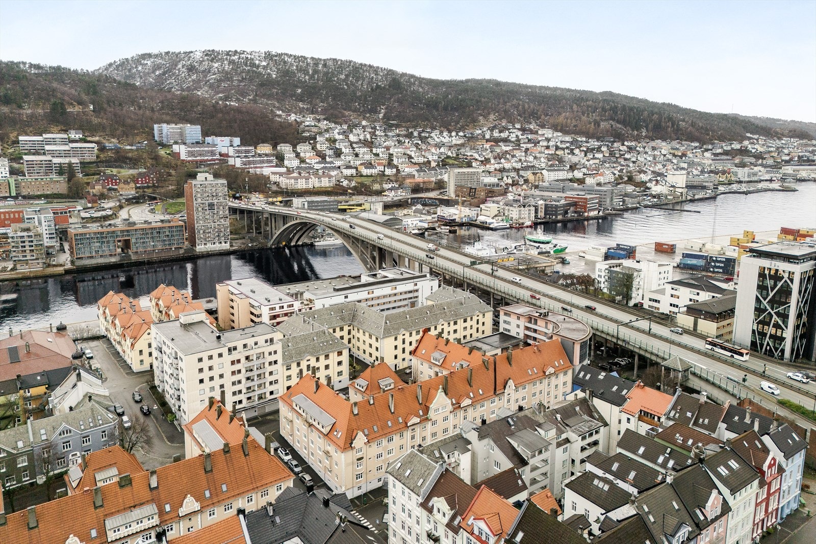 Dronebilde over området Galleribilde