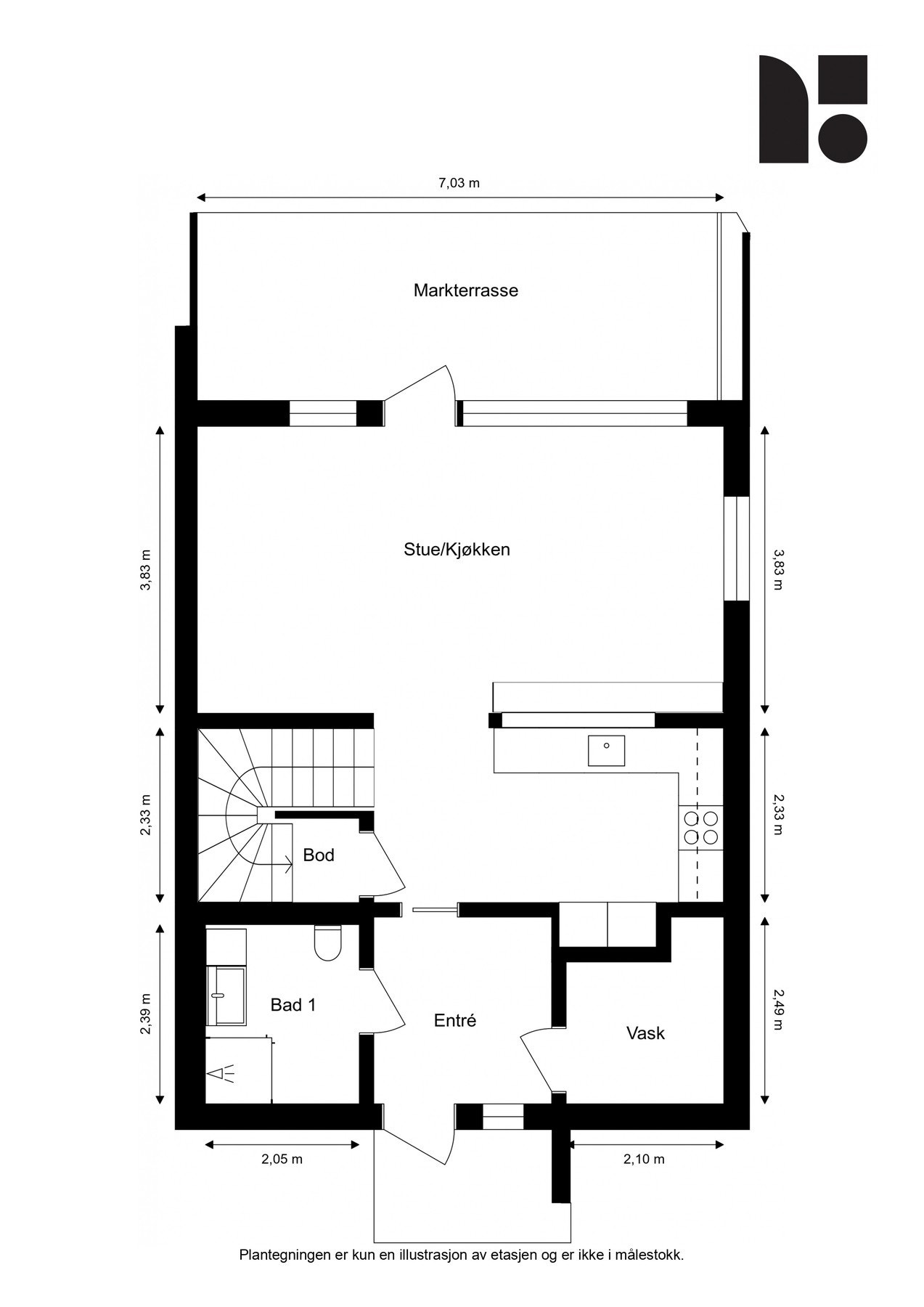 Plantegning 1 etg. Galleribilde