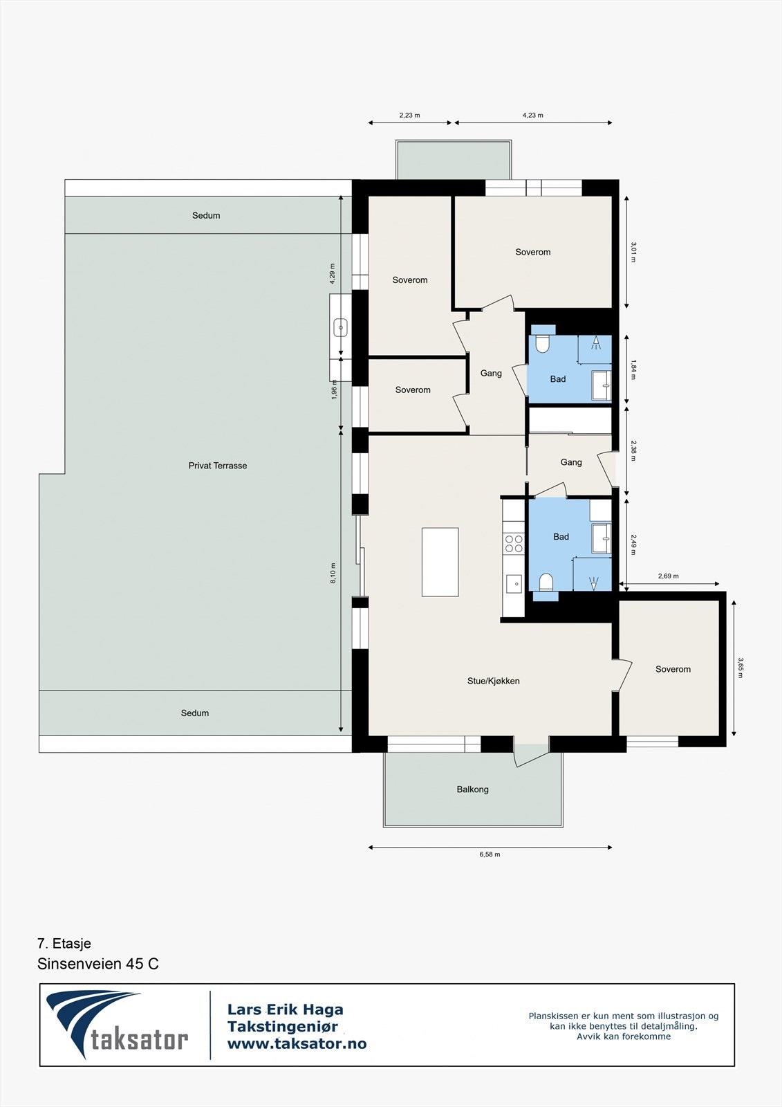 Målsatt plantegning - 7. Etasje Galleribilde