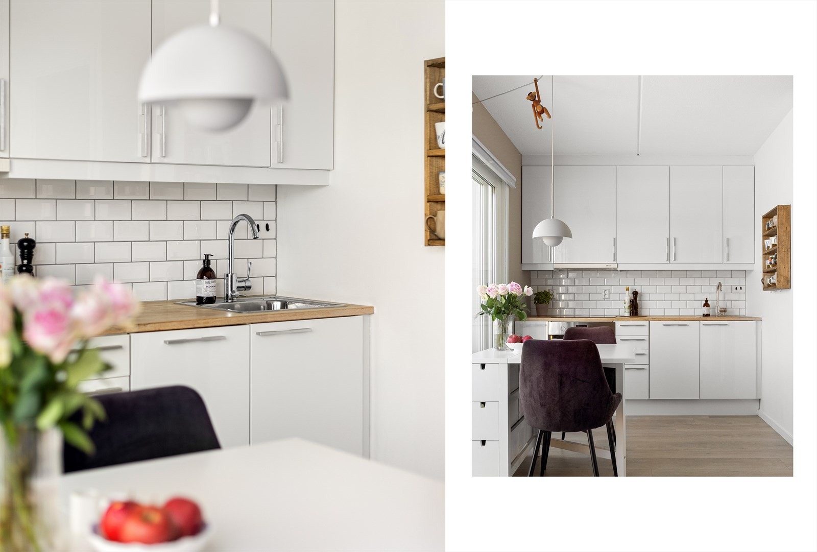 Det plass til et hyggelig spisebord ved vinduet. Galleribilde