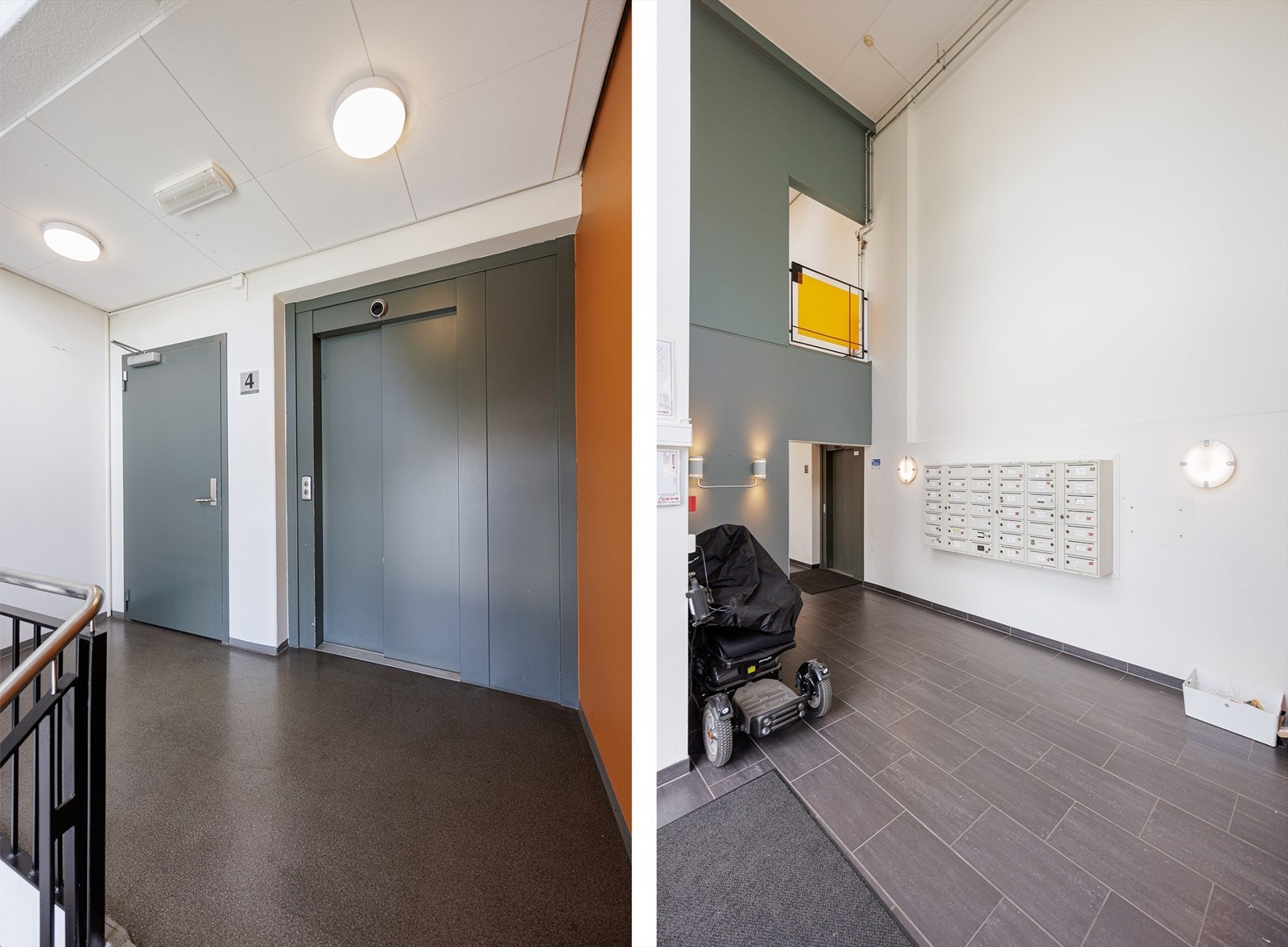Blokken byr på rene og ryddige fellesarealer, med postkasser trygt plasser og heisadkomst. Galleribilde