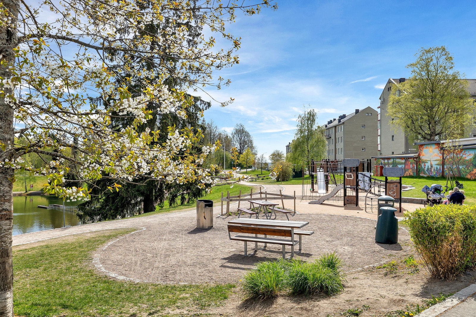 Fine sittegrupper/grillplass ved badedammen Galleribilde
