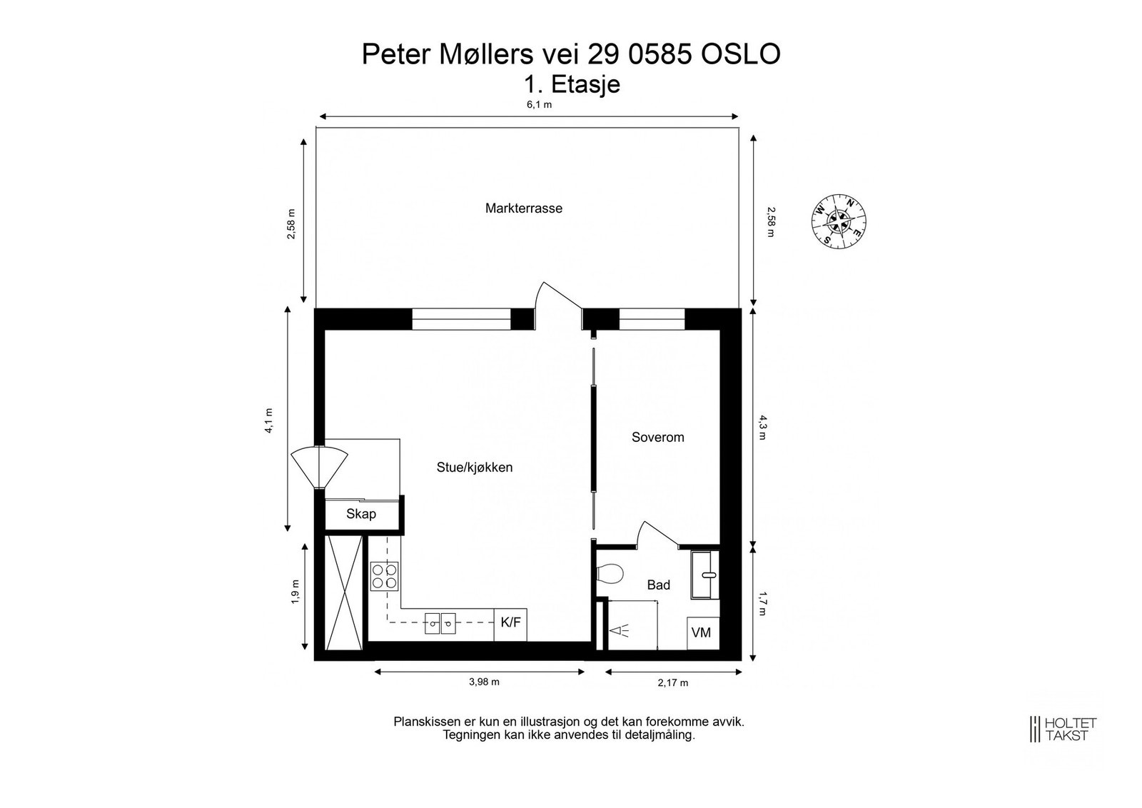 Plantegning. I tillegg disp. leiligheten en kjellerbod på ca. 9 m2. Galleribilde