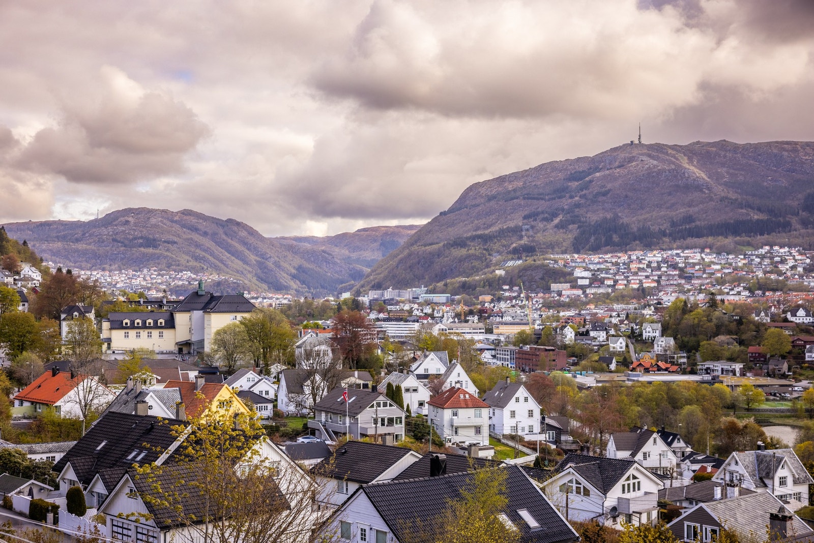 Her får du morgensolen tidlig inn, mens utsikten nytes mot Bergens mektige byfjell Galleribilde