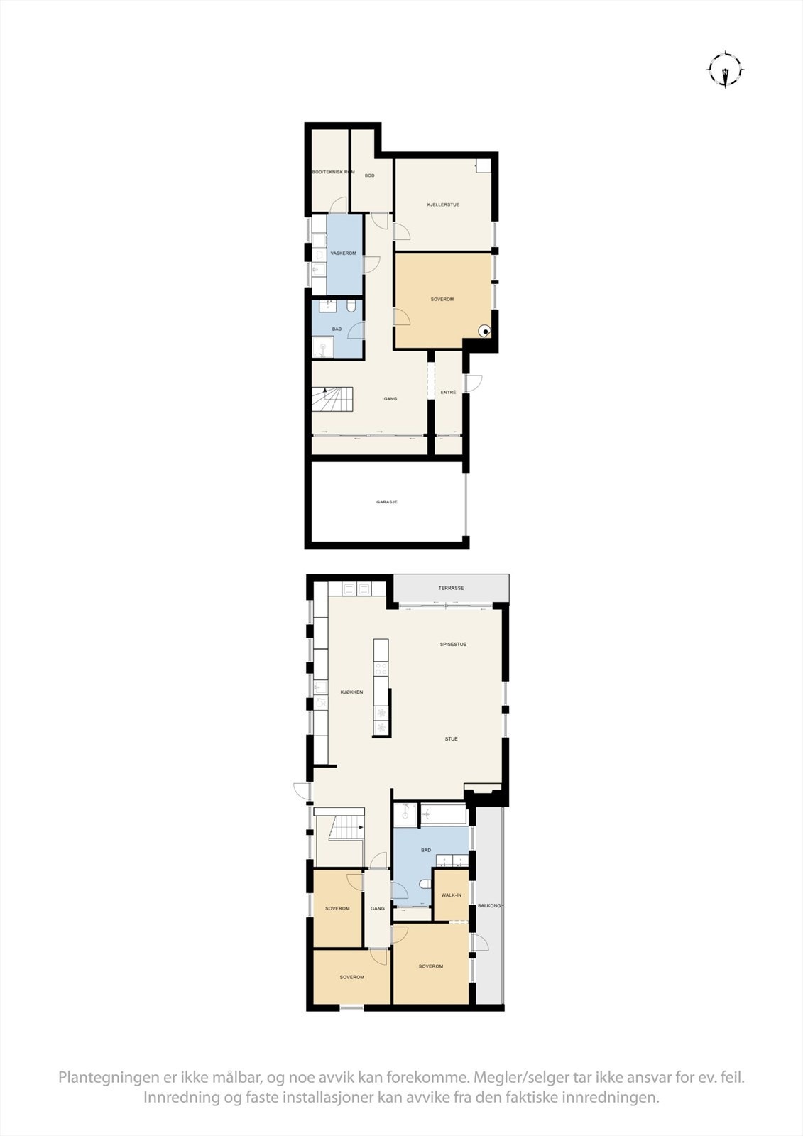 Boligen strekker seg over to plan med et samlet bruksareal (BRA-I) på 209 m² samt garasje (BRA-E) 22 m² Galleribilde