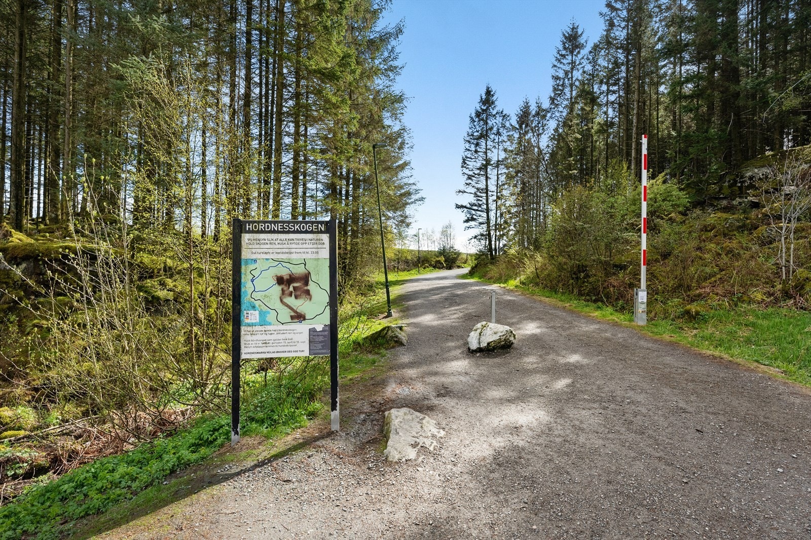 Hordnesskogen, et populært turområde med opplyste grusløyper, ligger i nærheten. Galleribilde