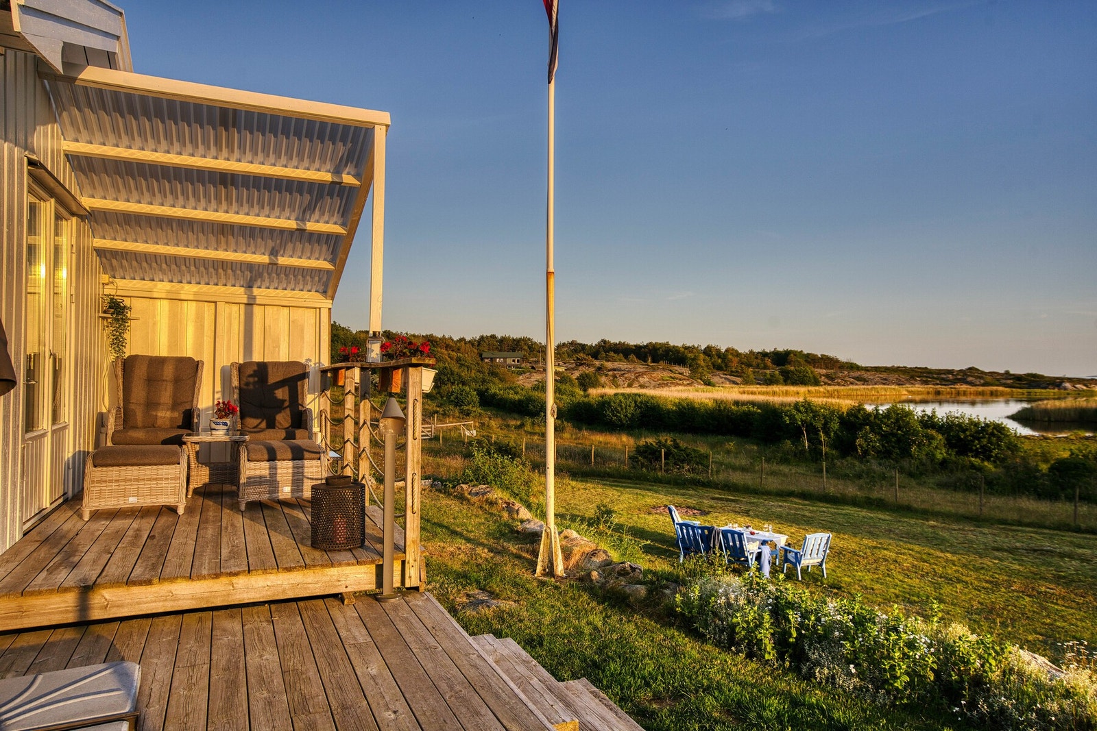 Det er lagt opp til lune kroker på terrassene. Galleribilde