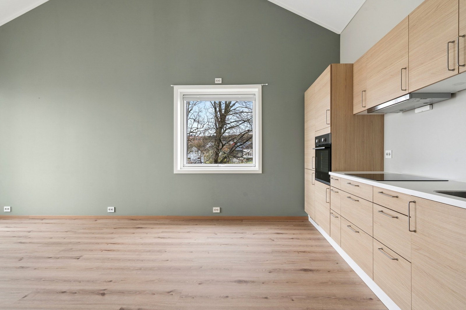 Kjøkkenet er utstyrt med induksjonstopp, stekeovn, oppvaskmaskin og kjøl/fryseskap. Galleribilde