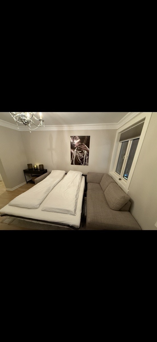 Sovesofa i stuen av typen Hovden. ps://www.bohus.no/sofa/sovesofa/discovery-sovesofa-1 Galleribilde