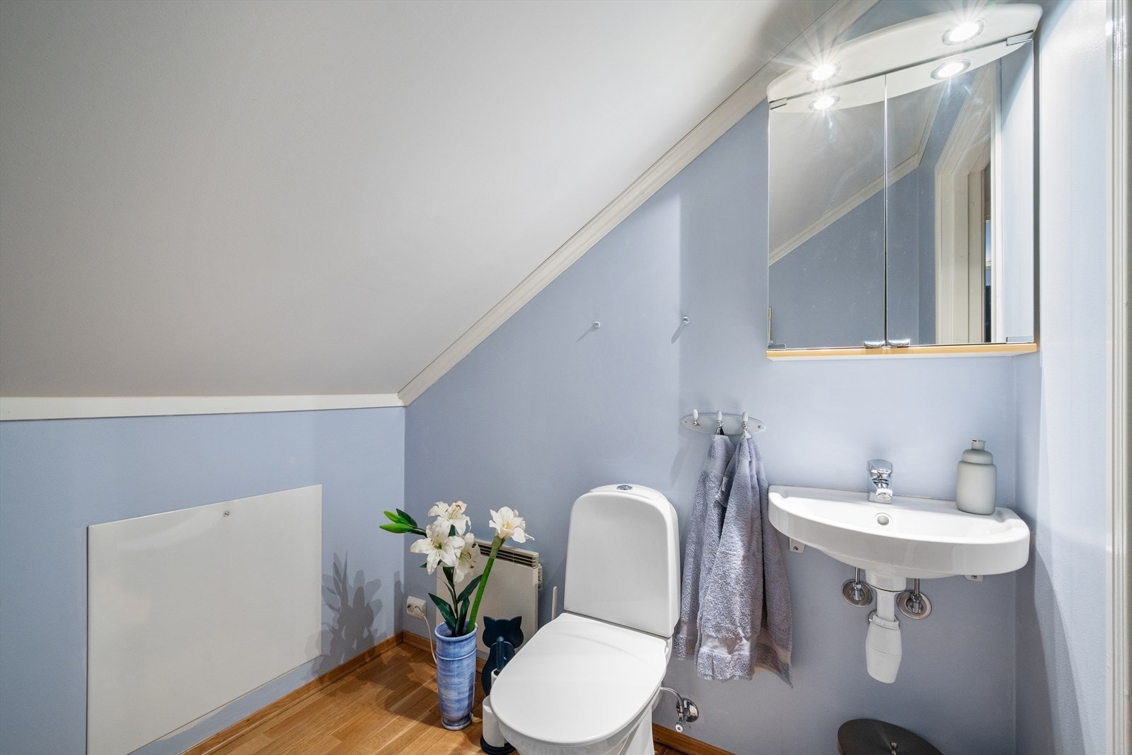 Wc i 3. etasje (ikke godkjent iht. godkjente byggetegninger, men selger har sendt inn søknad om godkjenning som hoveddel, se pkt. Ferdigattest/brukstillatelse i salgsoppgaven) Galleribilde