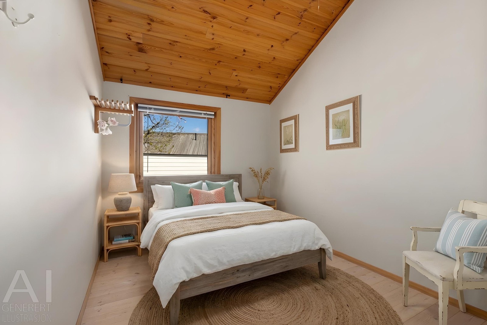 Soverom 3 er i dag uinnredet og bilde er digitalt stylet med møbler. Galleribilde