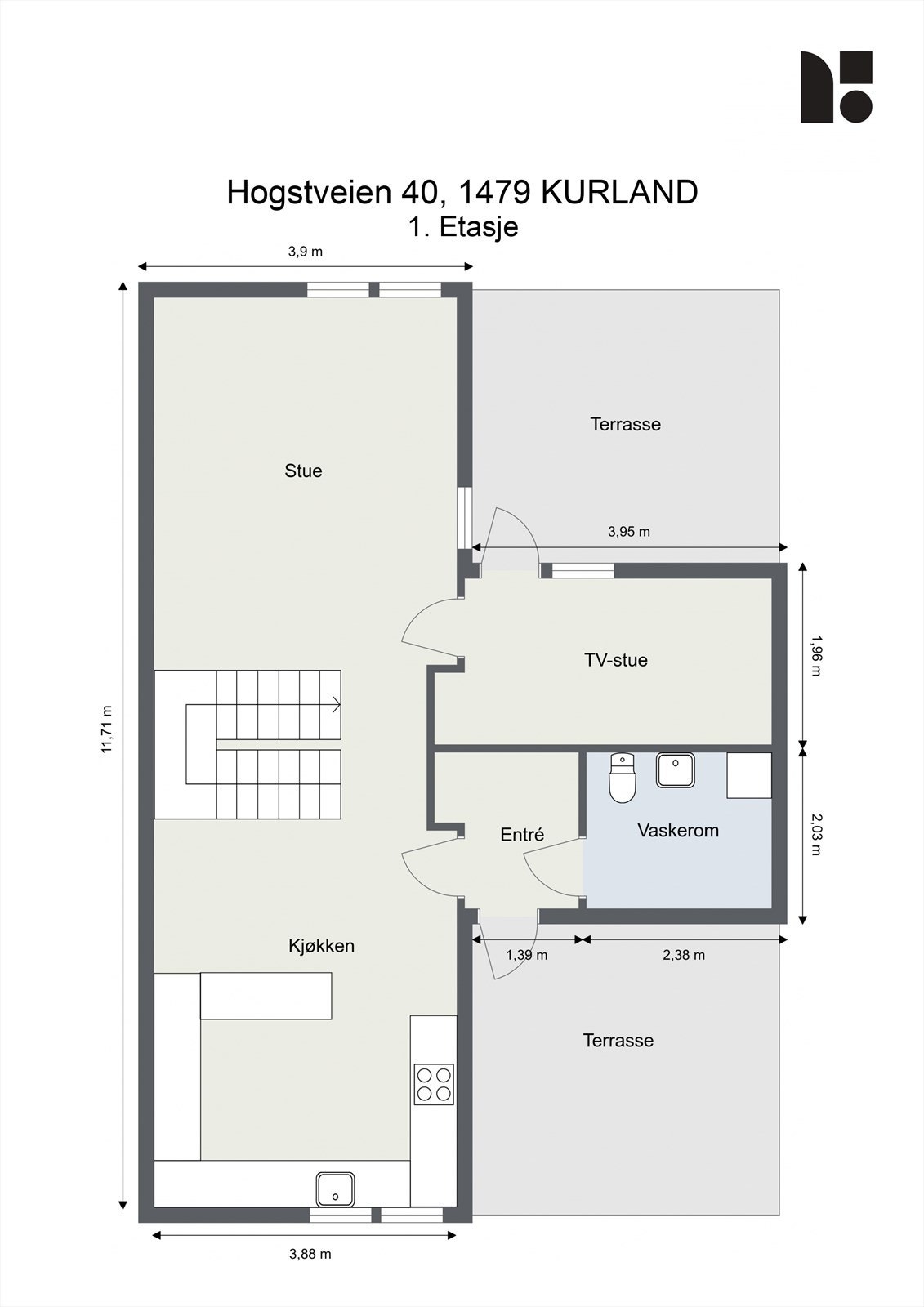 Plantegning 1. etasje Galleribilde