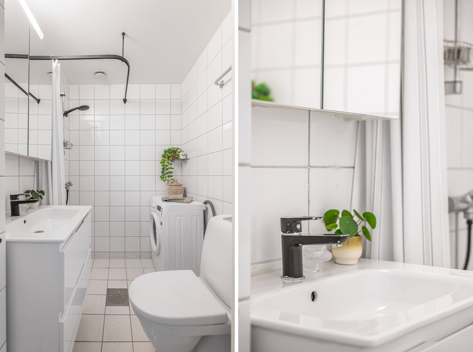 Opplegg for vaskemaskin, noe som gjør badet funksjonelt i hverdagen. Galleribilde