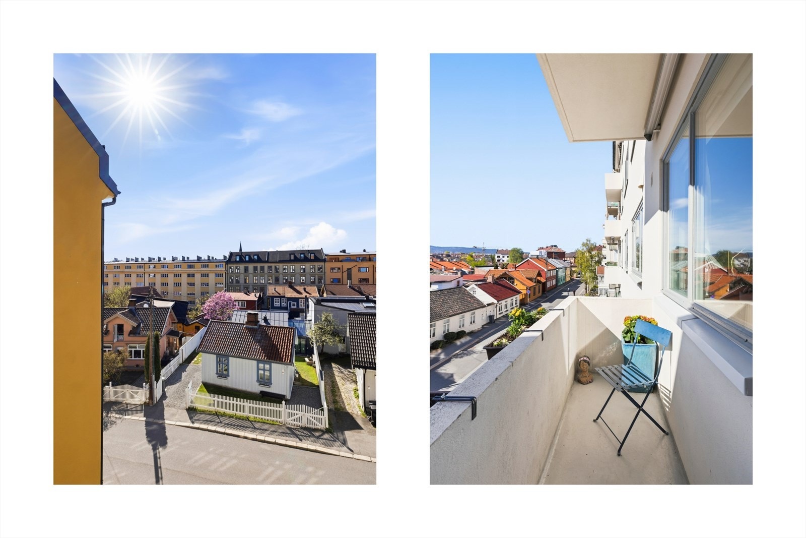 samt ettermiddags- og kveldssolen på balkongen med vakre solnedganger". Galleribilde