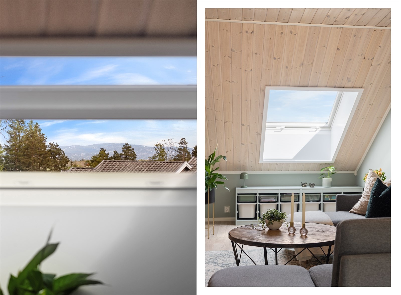 Takvinduet i loftstuen gir en lys og åpen romfølelse. Galleribilde
