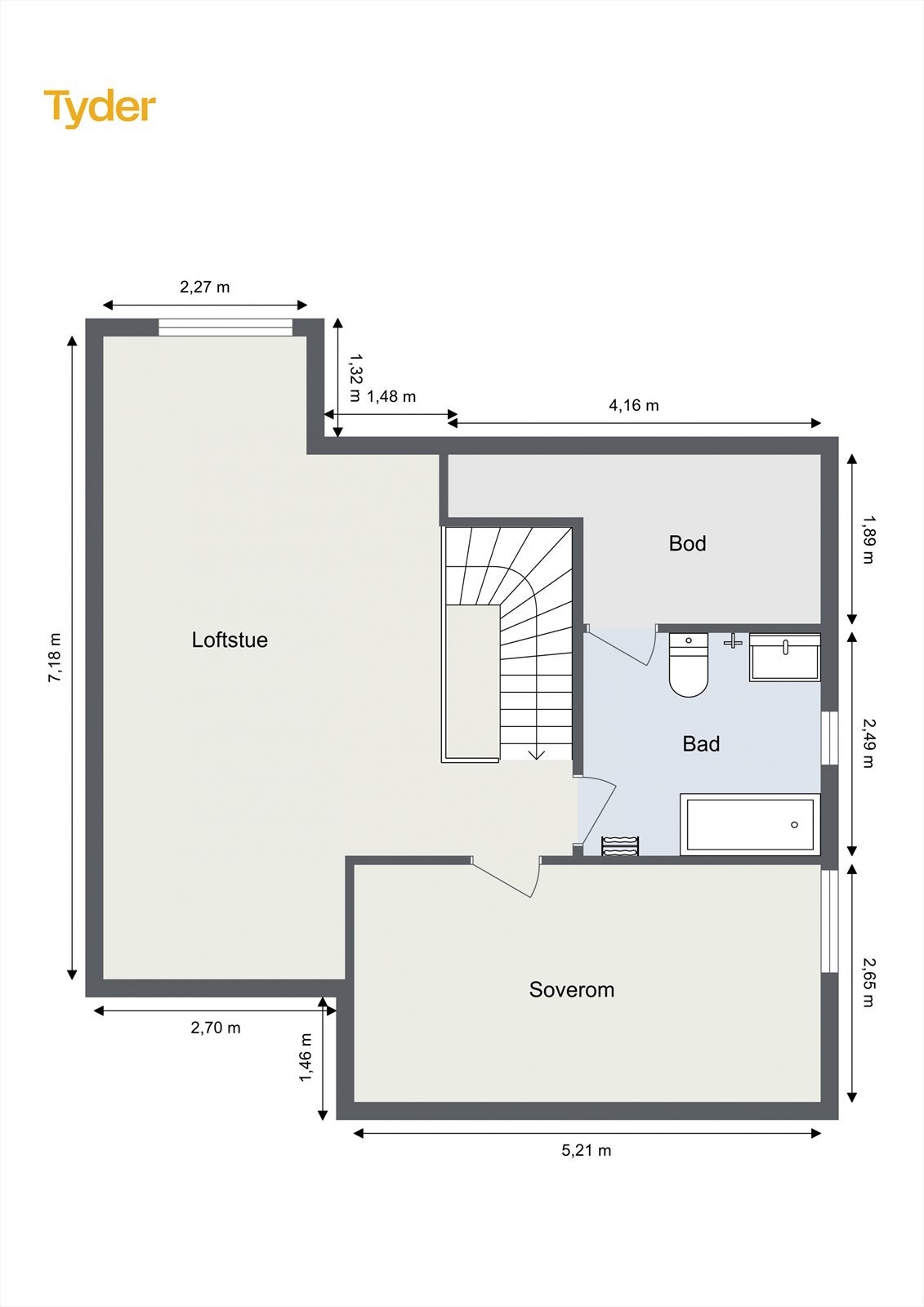 Plantegning loftsetasje. Galleribilde