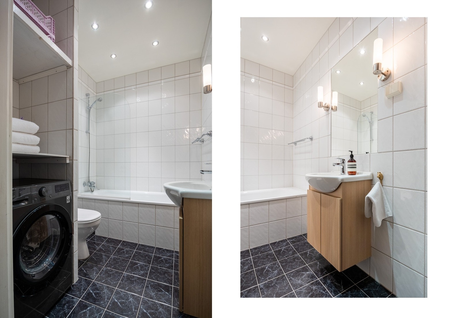 Badet har opplegg for vaskemaskin. Galleribilde