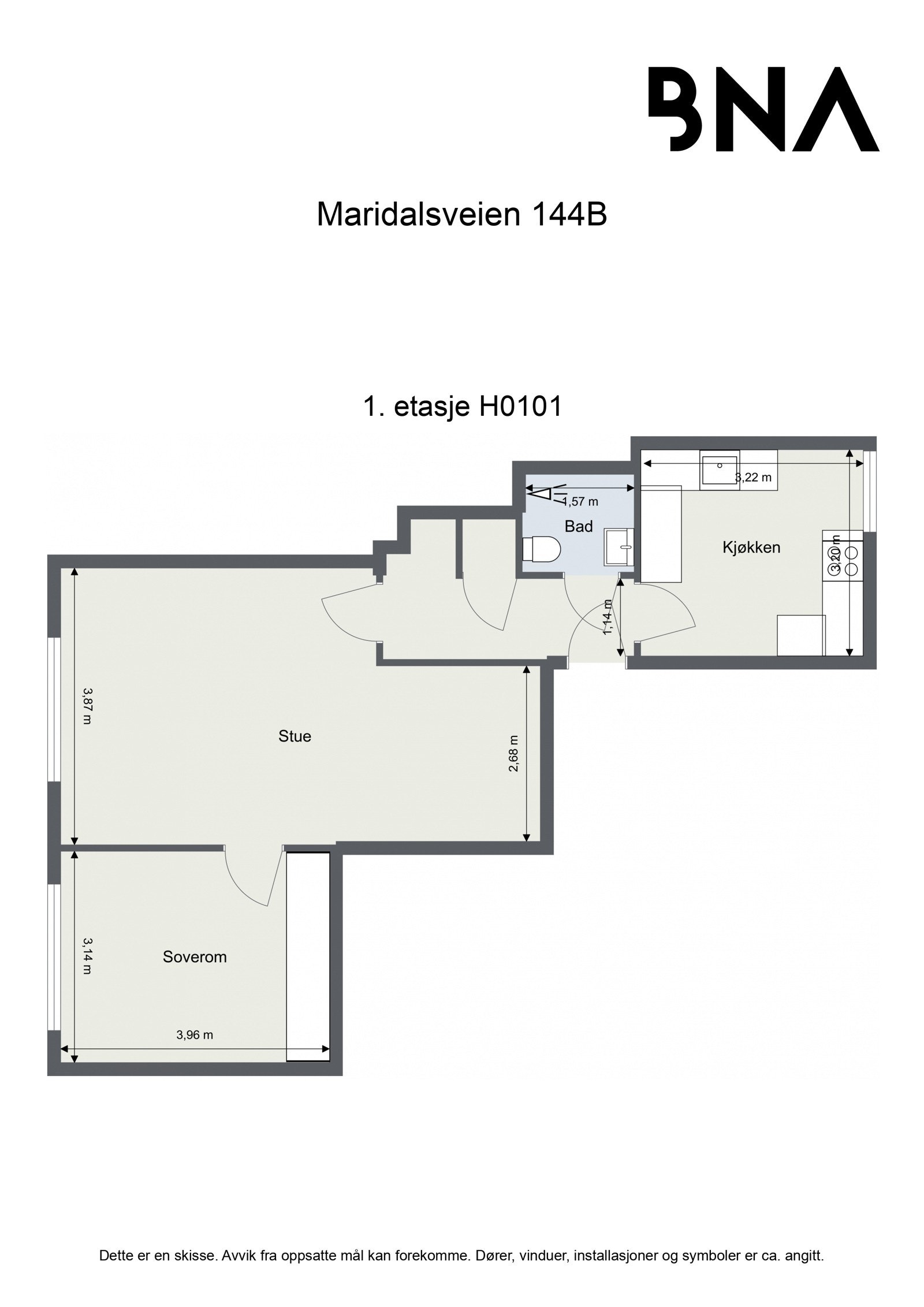 Plantegning - Leiligheten disponerer også en kjellerbod på ca. 1 kvm Galleribilde