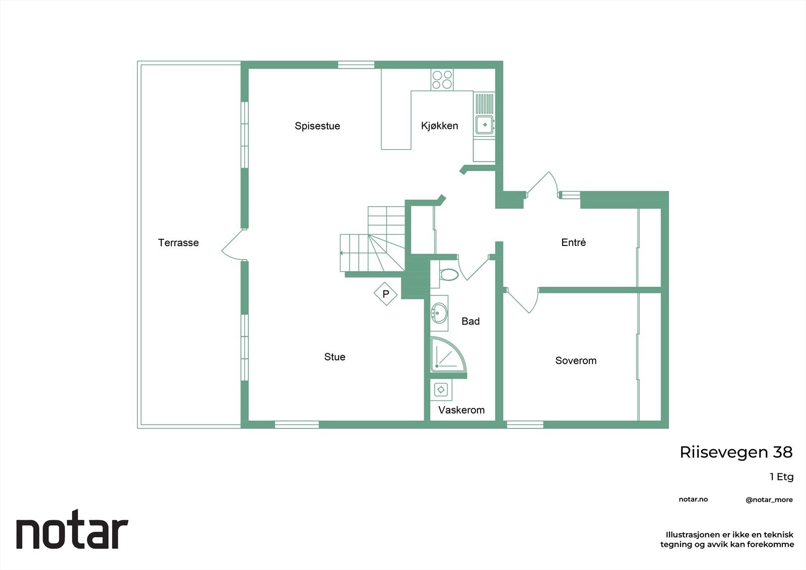 Plantegning hovedetasje - Riisevegen 38 Galleribilde