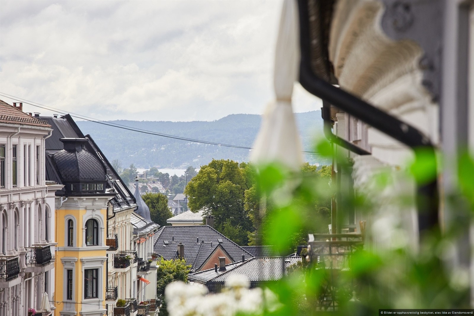 Fjordgløtt fra balkong. Galleribilde