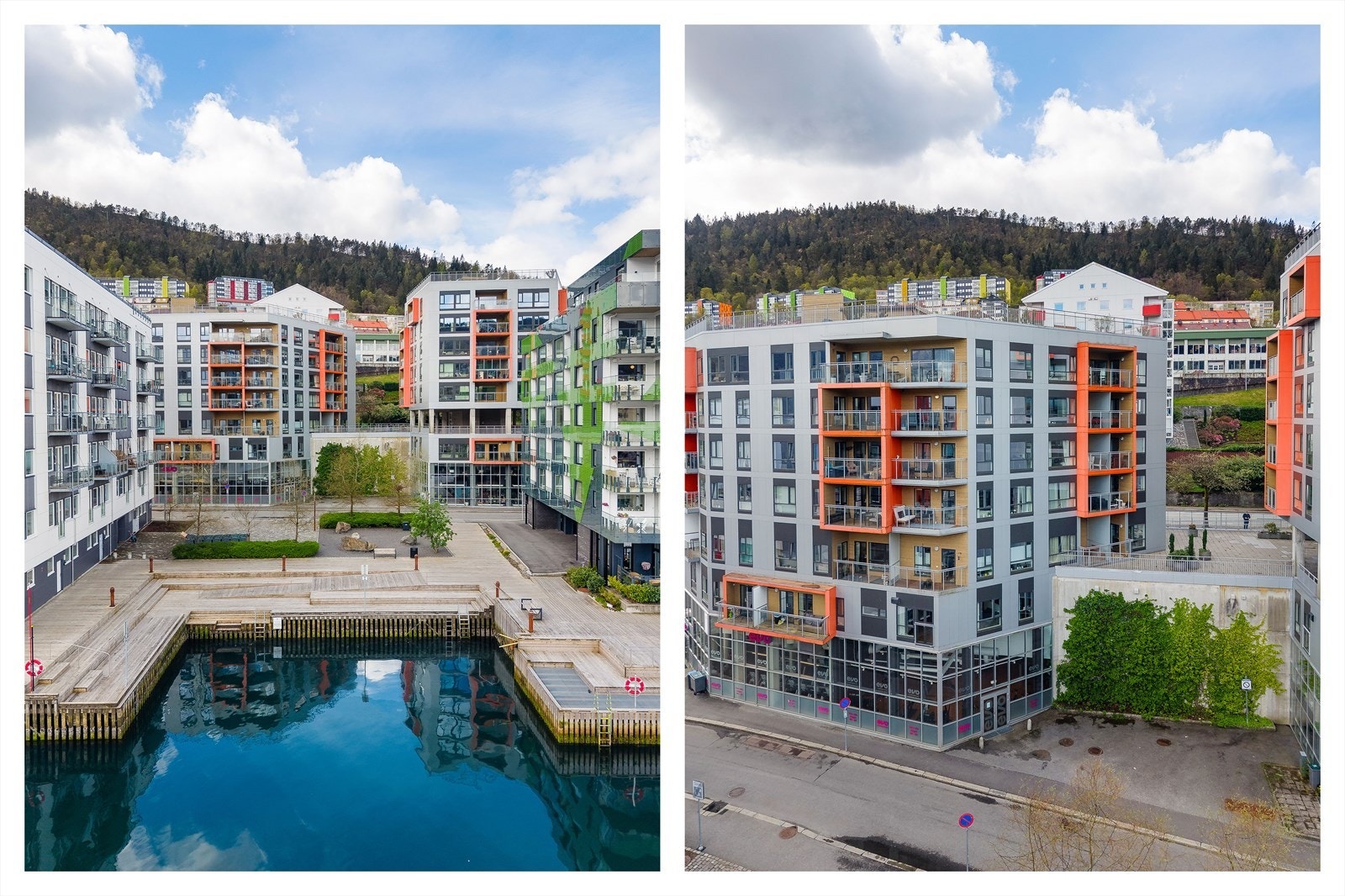 Moderne og urbant bomiljø ved Damsgårdssundet, med flotte omkringliggende bygg, kaifront og hyggelige utearealer i nærområdet. Her bor man sentralt med en fin kombinasjon av byliv og nærhet til vannet. Galleribilde