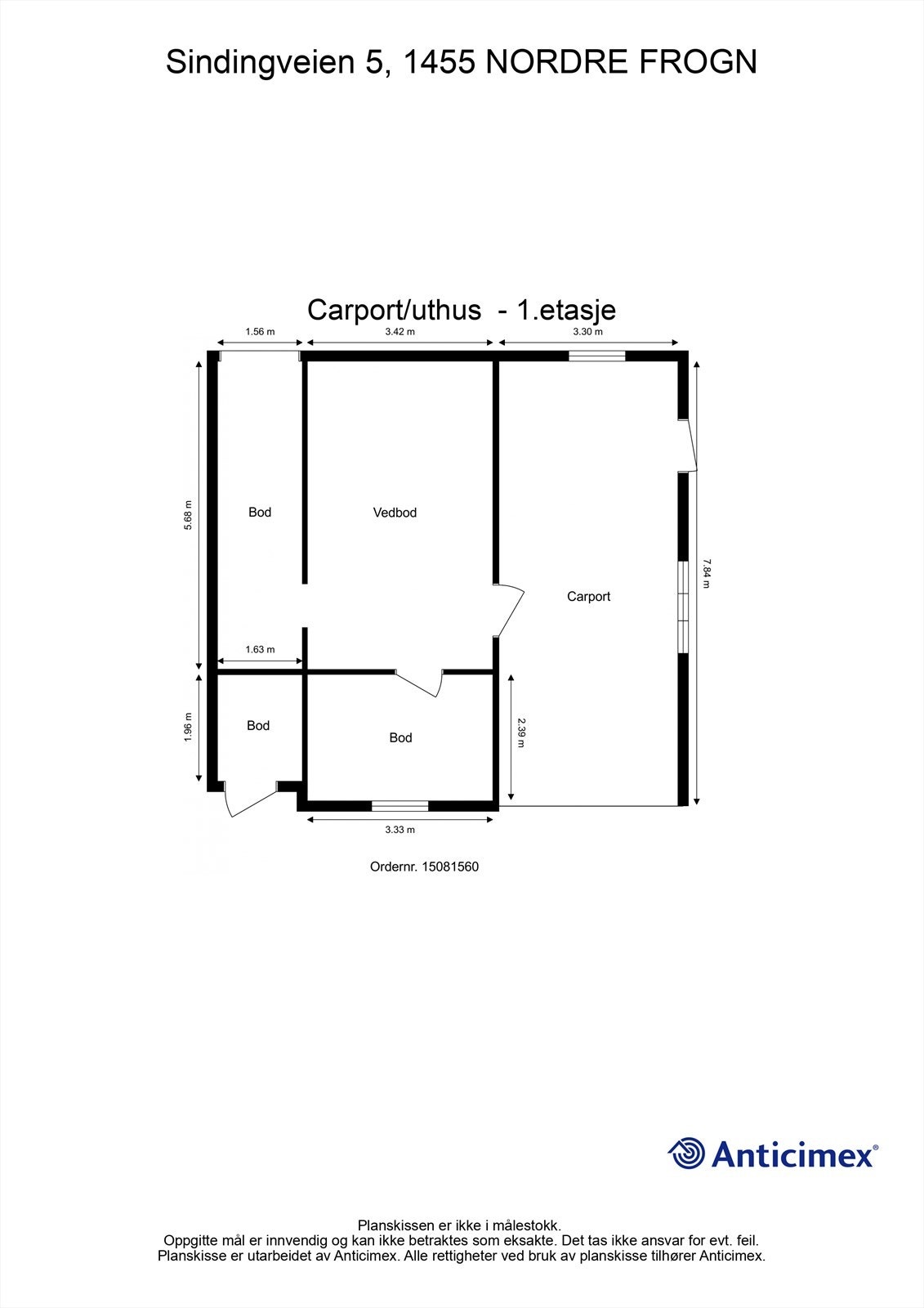 Plantegning - uthus m carport Galleribilde