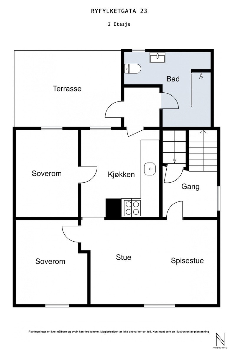 Plantegning 2etg (i tillegg til soverom 3 som er på loftet) Galleribilde