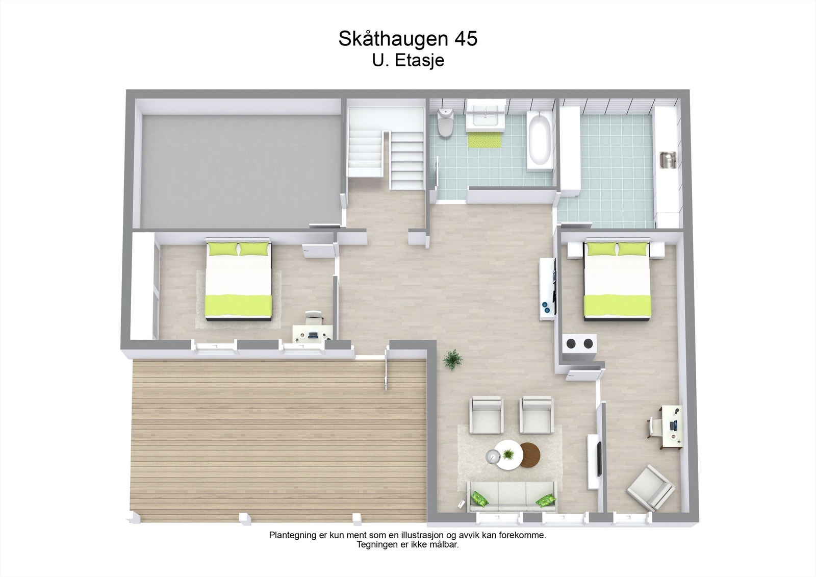 3 D plantegning underetasjen Galleribilde