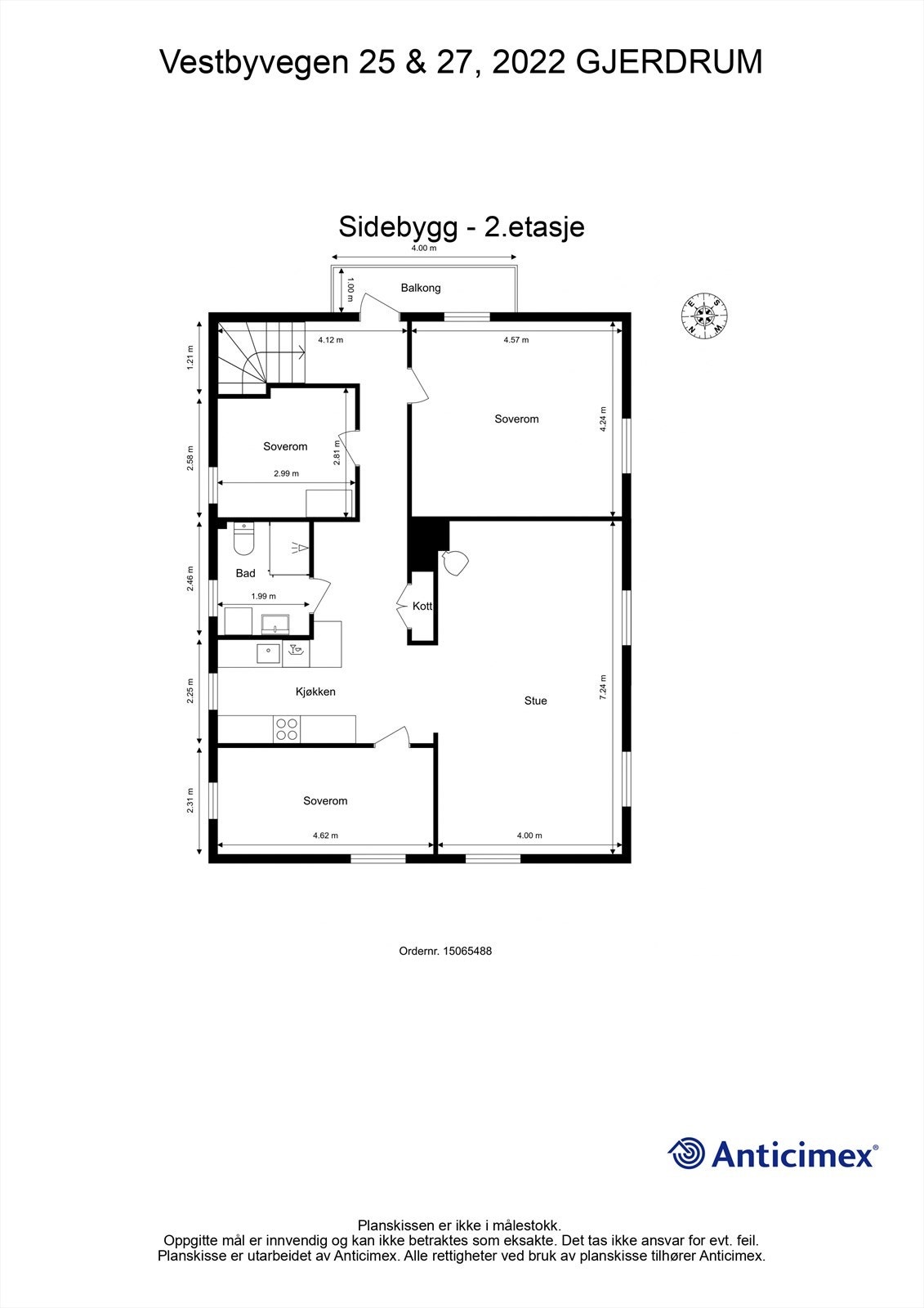 Plantegning 2. etasje kårbolig. Galleribilde