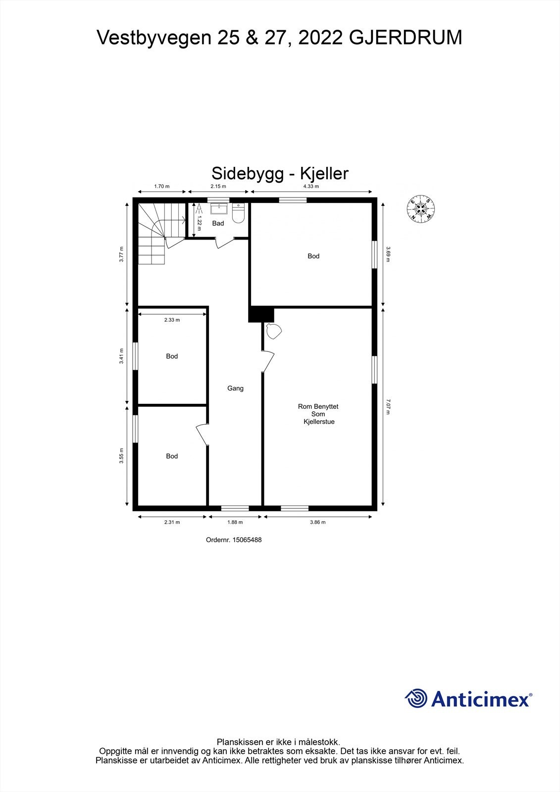 Plantegning kårbolig kjelleretasje. Galleribilde